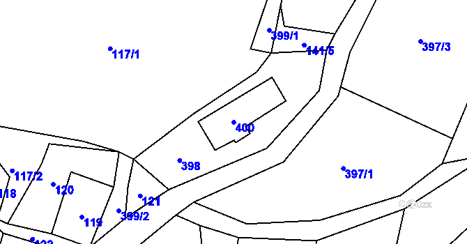 Parcela st. 400 v KÚ Haratice, Katastrální mapa