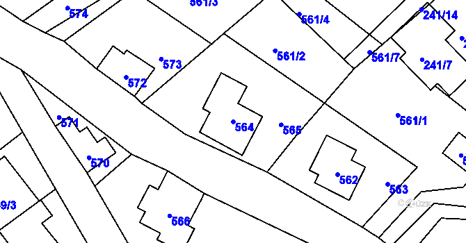 Parcela st. 564 v KÚ Haratice, Katastrální mapa