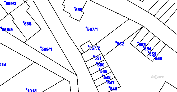 Parcela st. 567/2 v KÚ Haratice, Katastrální mapa