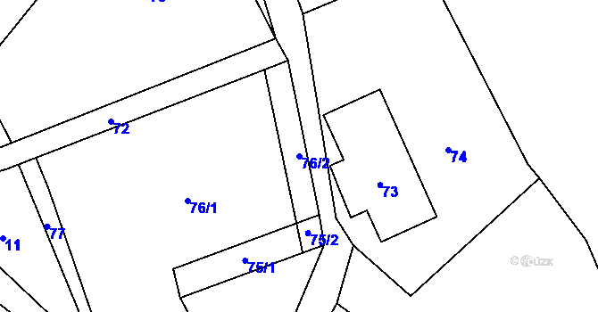 Parcela st. 76/2 v KÚ Haratice, Katastrální mapa