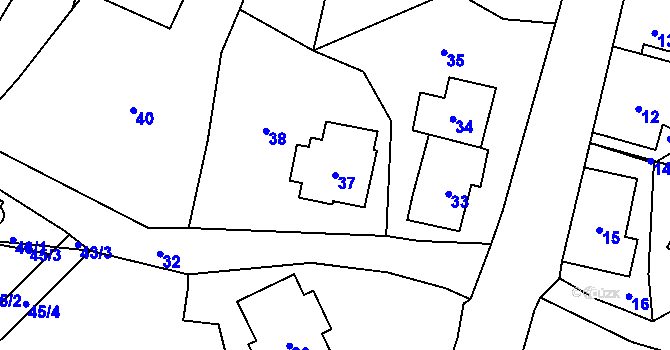 Parcela st. 37 v KÚ Plavy, Katastrální mapa