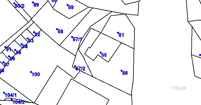 Parcela st. 55 v KÚ Plavy, Katastrální mapa