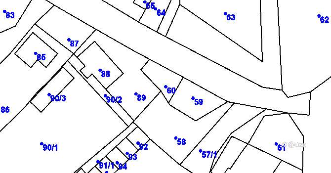 Parcela st. 60 v KÚ Plavy, Katastrální mapa