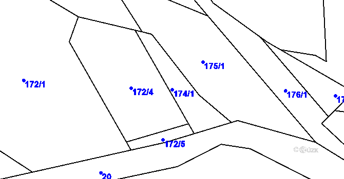 Parcela st. 174/1 v KÚ Plavy, Katastrální mapa