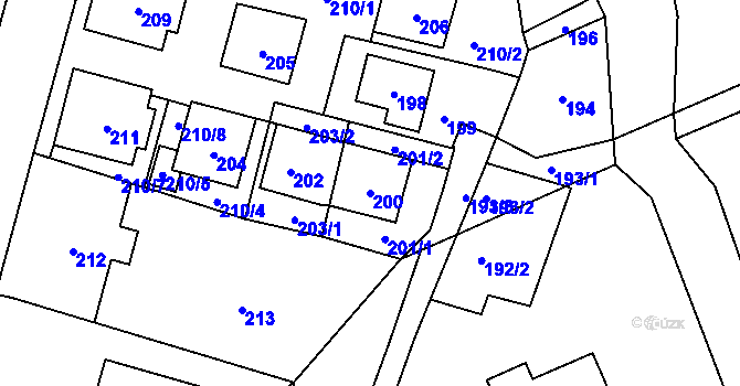 Parcela st. 200 v KÚ Plavy, Katastrální mapa