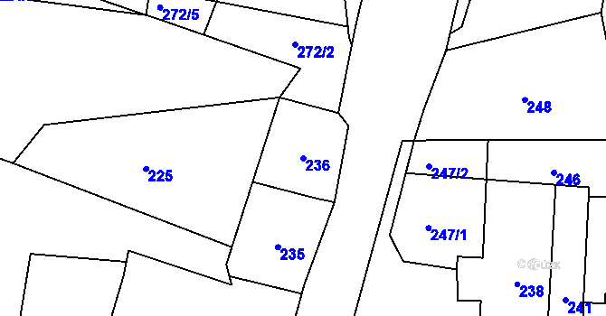 Parcela st. 236 v KÚ Plavy, Katastrální mapa