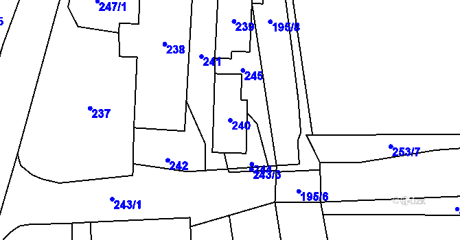 Parcela st. 240 v KÚ Plavy, Katastrální mapa