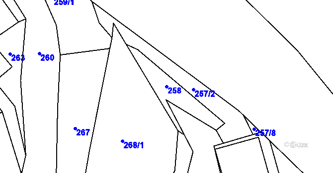 Parcela st. 258 v KÚ Plavy, Katastrální mapa