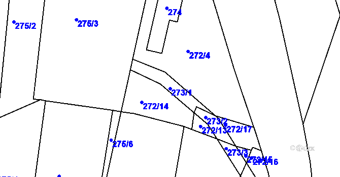Parcela st. 273/1 v KÚ Plavy, Katastrální mapa