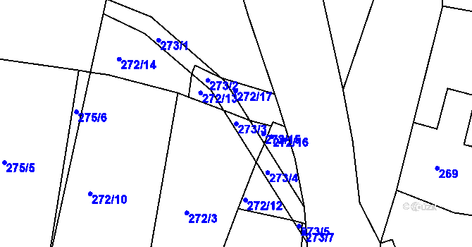 Parcela st. 273/3 v KÚ Plavy, Katastrální mapa