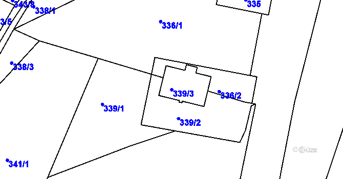 Parcela st. 339/3 v KÚ Plavy, Katastrální mapa
