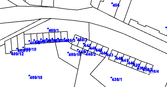 Parcela st. 447 v KÚ Plavy, Katastrální mapa