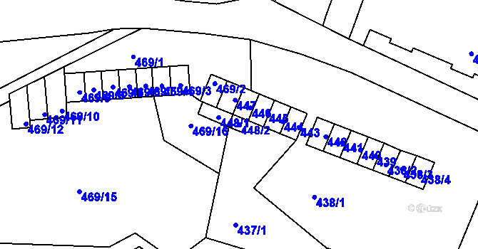Parcela st. 448/2 v KÚ Plavy, Katastrální mapa