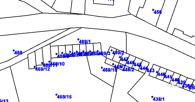 Parcela st. 469/3 v KÚ Plavy, Katastrální mapa