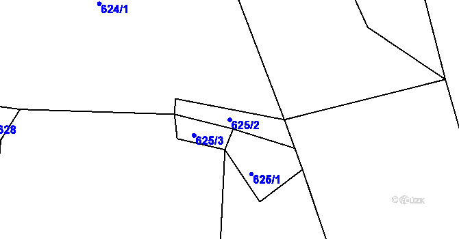 Parcela st. 625/2 v KÚ Plavy, Katastrální mapa