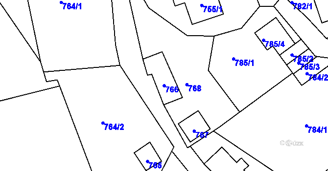 Parcela st. 766 v KÚ Plavy, Katastrální mapa