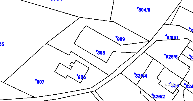 Parcela st. 808 v KÚ Plavy, Katastrální mapa