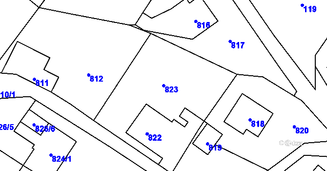 Parcela st. 823 v KÚ Plavy, Katastrální mapa