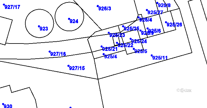 Parcela st. 925/4 v KÚ Plavy, Katastrální mapa
