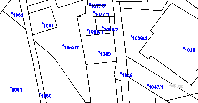 Parcela st. 1049 v KÚ Plavy, Katastrální mapa