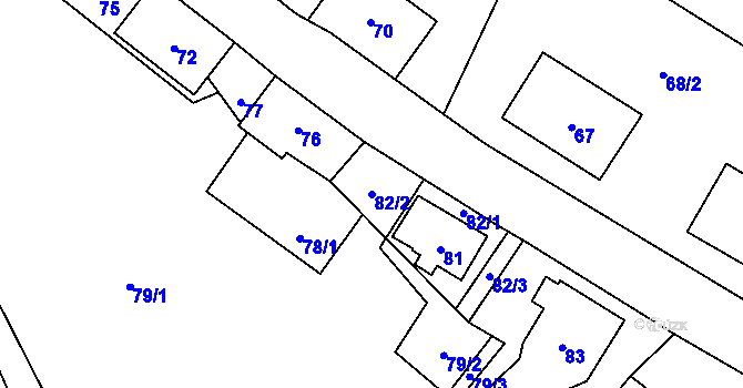 Parcela st. 82/2 v KÚ Plavy, Katastrální mapa