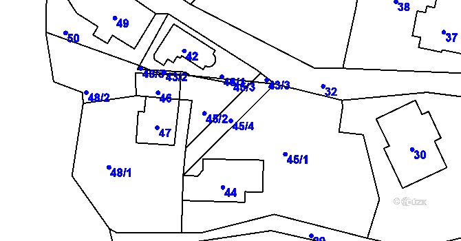 Parcela st. 45/4 v KÚ Plavy, Katastrální mapa