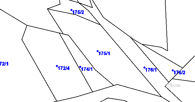 Parcela st. 175/1 v KÚ Plavy, Katastrální mapa