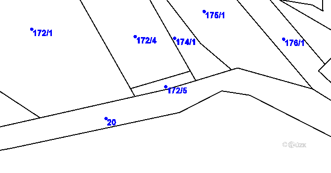 Parcela st. 172/5 v KÚ Plavy, Katastrální mapa