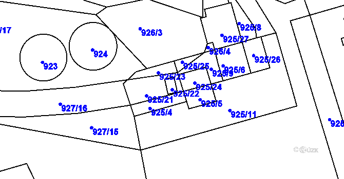 Parcela st. 925/22 v KÚ Plavy, Katastrální mapa