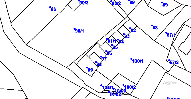 Parcela st. 91/2 v KÚ Plavy, Katastrální mapa
