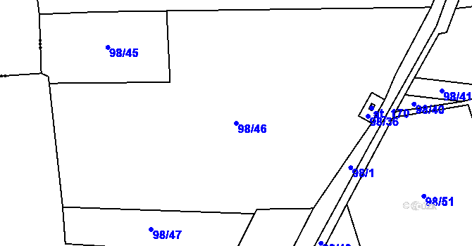 Parcela st. 98/46 v KÚ Plazy, Katastrální mapa