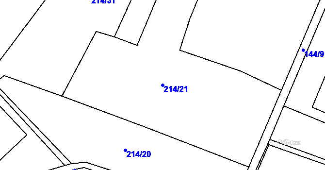 Parcela st. 214/21 v KÚ Plazy, Katastrální mapa