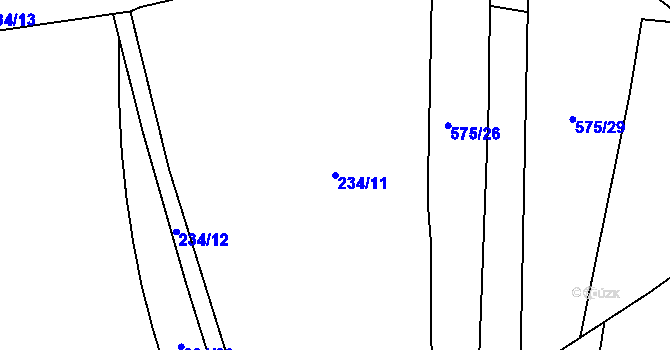 Parcela st. 234/11 v KÚ Plazy, Katastrální mapa