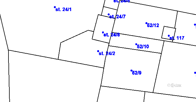Parcela st. 24/2 v KÚ Plazy, Katastrální mapa