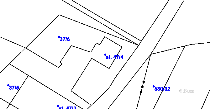 Parcela st. 47/4 v KÚ Plazy, Katastrální mapa