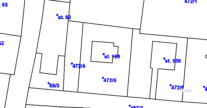 Parcela st. 129 v KÚ Plazy, Katastrální mapa