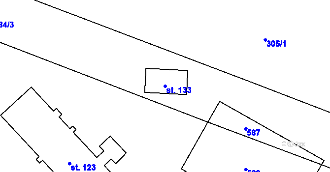 Parcela st. 133 v KÚ Plazy, Katastrální mapa