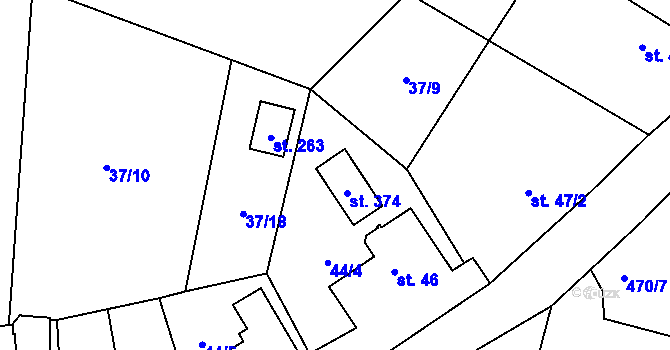 Parcela st. 37/16 v KÚ Plazy, Katastrální mapa