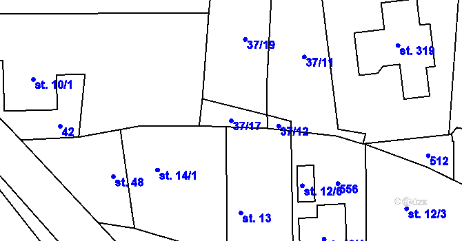 Parcela st. 37/17 v KÚ Plazy, Katastrální mapa