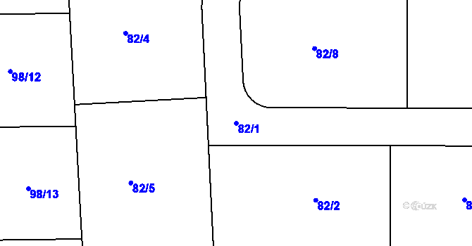 Parcela st. 82/1 v KÚ Plazy, Katastrální mapa