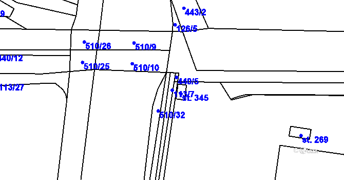 Parcela st. 113/7 v KÚ Plazy, Katastrální mapa