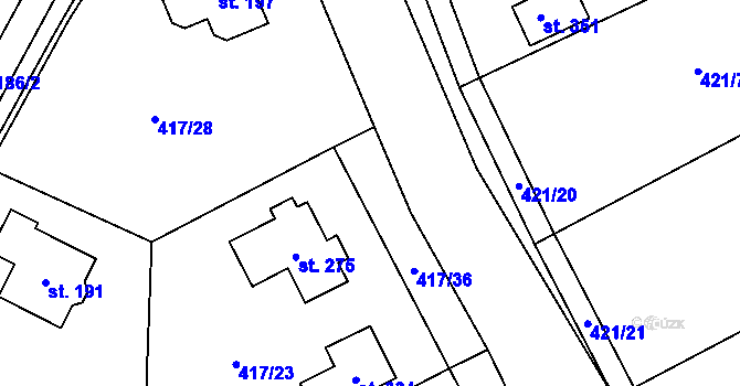 Parcela st. 417/29 v KÚ Plazy, Katastrální mapa