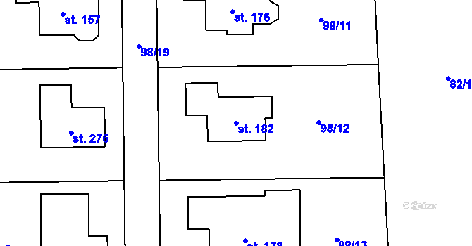 Parcela st. 182 v KÚ Plazy, Katastrální mapa