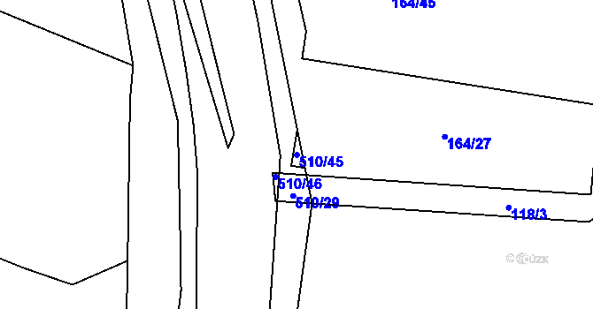 Parcela st. 510/45 v KÚ Plazy, Katastrální mapa
