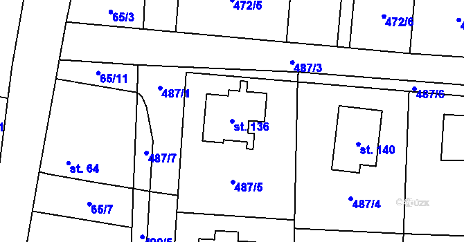 Parcela st. 136 v KÚ Plazy, Katastrální mapa