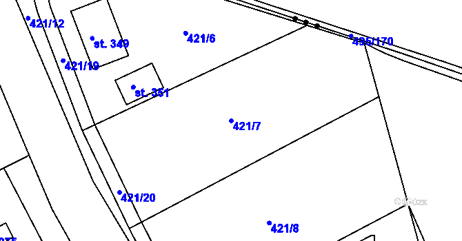 Parcela st. 421/7 v KÚ Plazy, Katastrální mapa