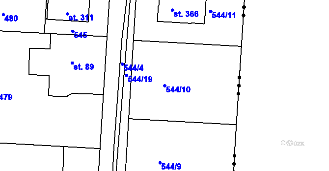 Parcela st. 544/10 v KÚ Plazy, Katastrální mapa