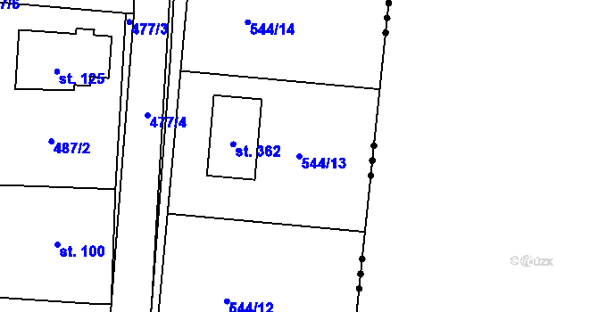 Parcela st. 544/13 v KÚ Plazy, Katastrální mapa