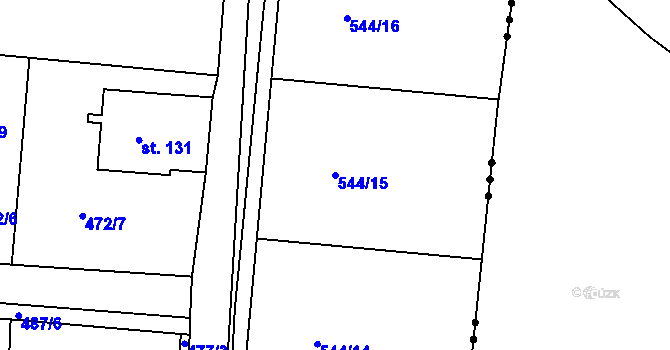 Parcela st. 544/15 v KÚ Plazy, Katastrální mapa