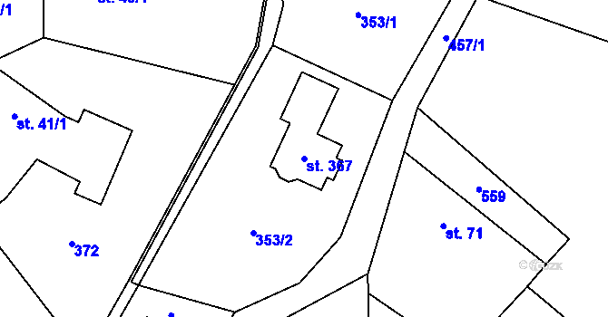 Parcela st. 367 v KÚ Plazy, Katastrální mapa